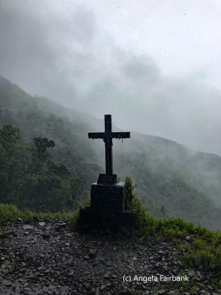 cross on side of death road