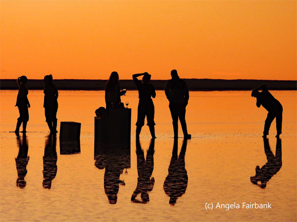 silhouettes in the salt flats at sunset 2