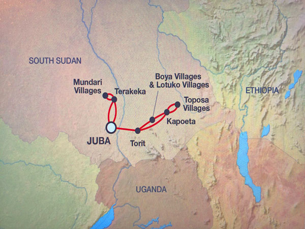South Sudan tour map