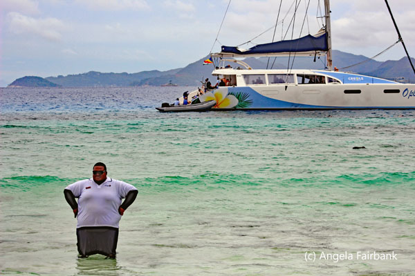 crew member and catamaran