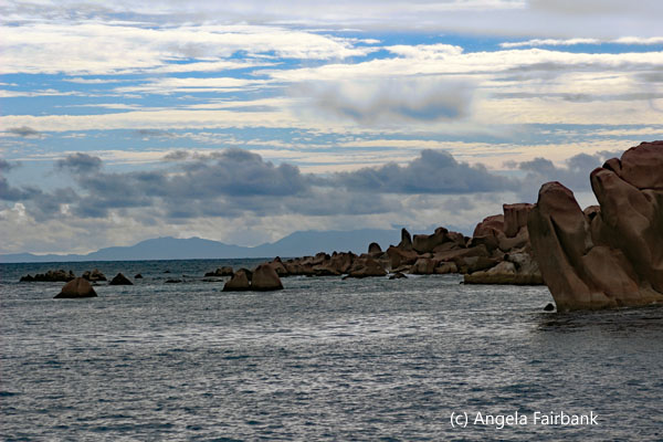 boulders in sea at La Digue
