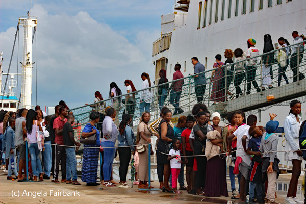 lines to visit Logos Hope ship and book fair