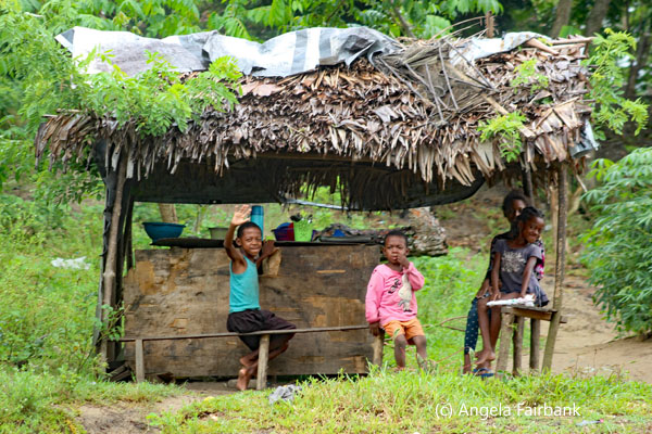 children under hut