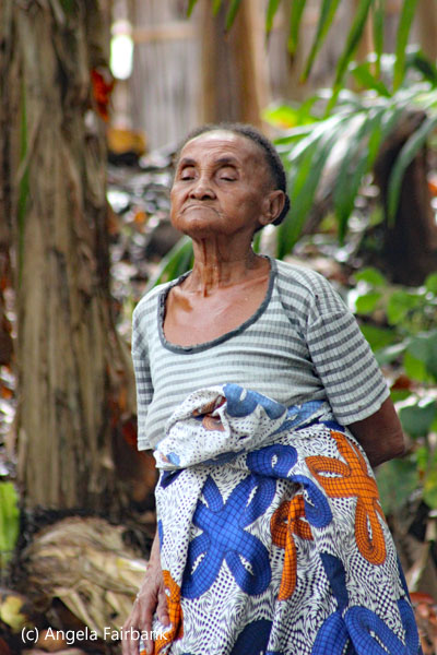 old woman with raised chin