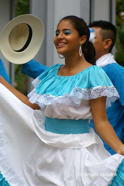 dancing pair in blue