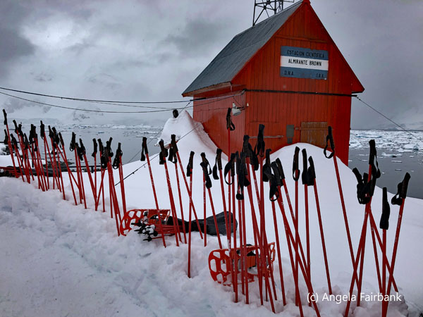 walking poles and station hat