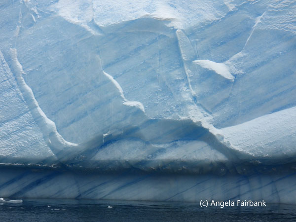 blue icebergs with stripes