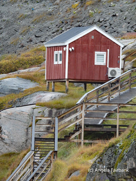 hut and stairs near port