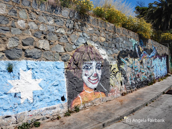 mural with clown face