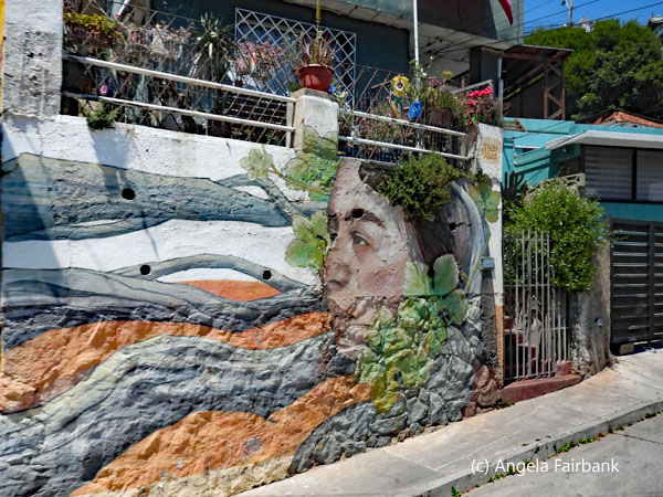 mural of woman and trees