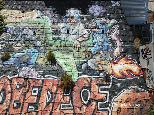 mural of space man