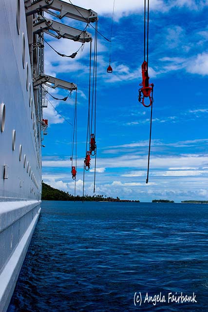 Tender hooks, Bora Bora, French Polynesia, copyright Angela Fairbank